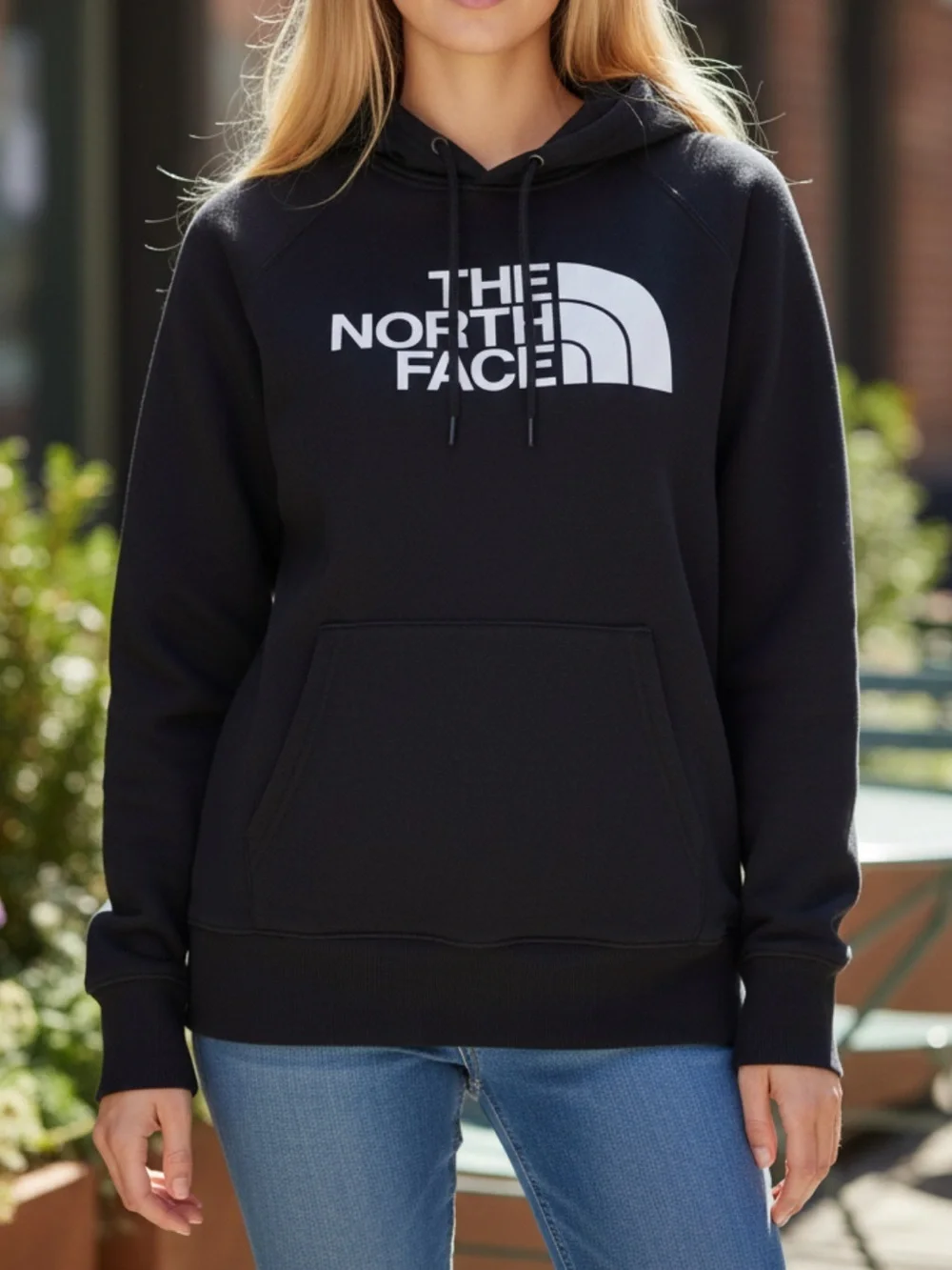 The North Face Black Hoodie with White Logo